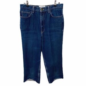 American APPAREL HIGH WAISTED RAW CROPPED HEM DENIM JEANS - 31